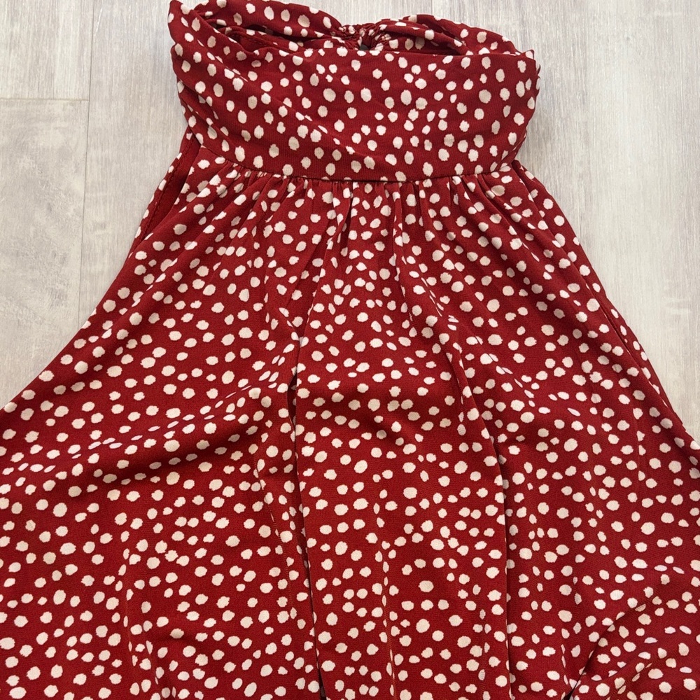 Enfocus Studio Red and White Polka Dot Halter Dress with Tie Front - Picture 4 of 7